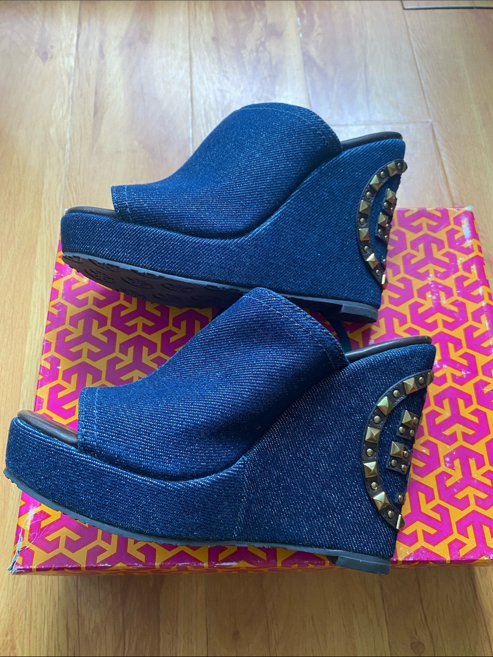 Tory Burch Navy Denim Open-Toe Mule - Picture 7 of 16